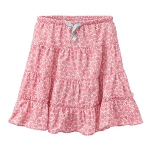 Mini Boden Kids Girls Pink White Floral Flowers Tiered Flowy Skirt Size 4 5